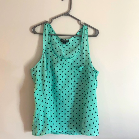 Forever 21 polka dot tank top in light green.